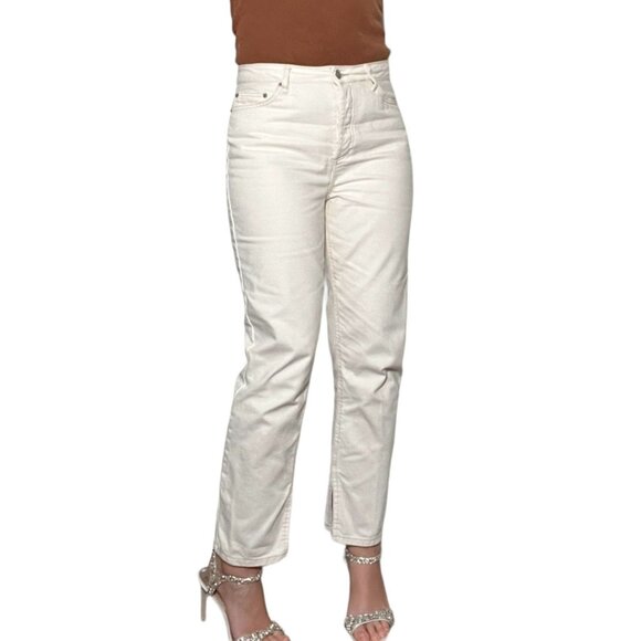 House of Harlow 1960 Super High Rise Split Hem Straight Jeans Ivory Size 29 - Picture 1 of 16